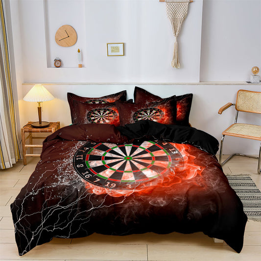 CoolCovers - Dekbedovertrek darts on fire | Kind | Tiener | Dartboard| Dekbed | Kussensloop