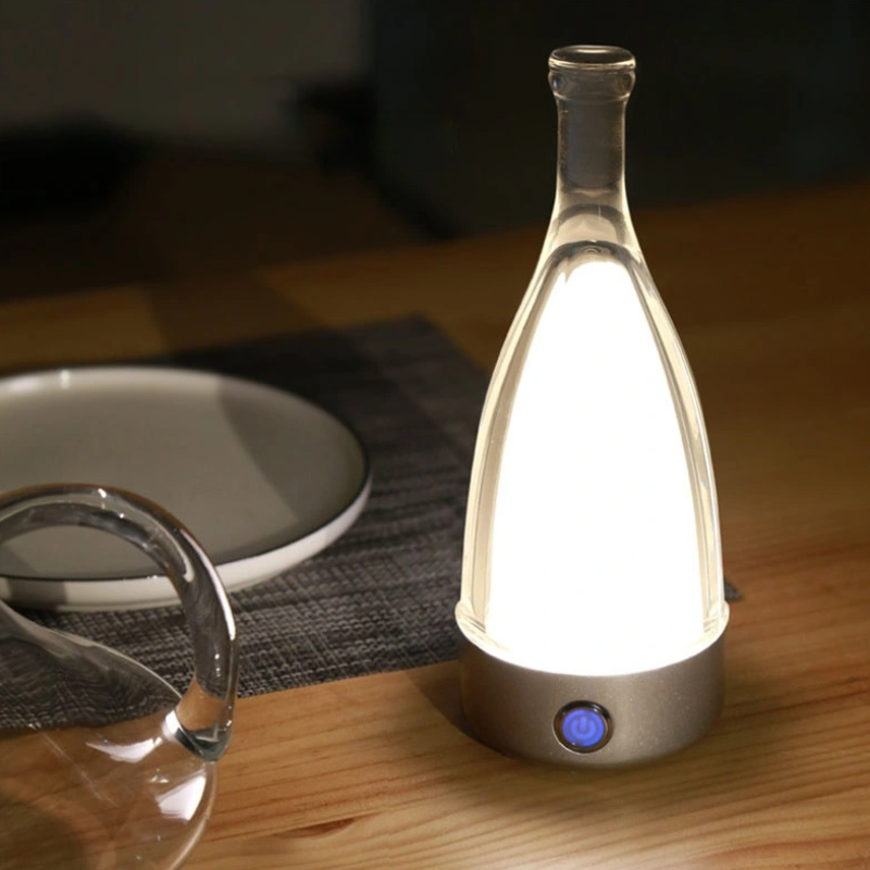 Unieke design glazen fles tafellamp LED dimbaar