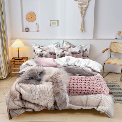 Luxe Layer - 3-delige set Dekbedovertrek 'Cat Lover' Quilt Duvet Cover kussensloop