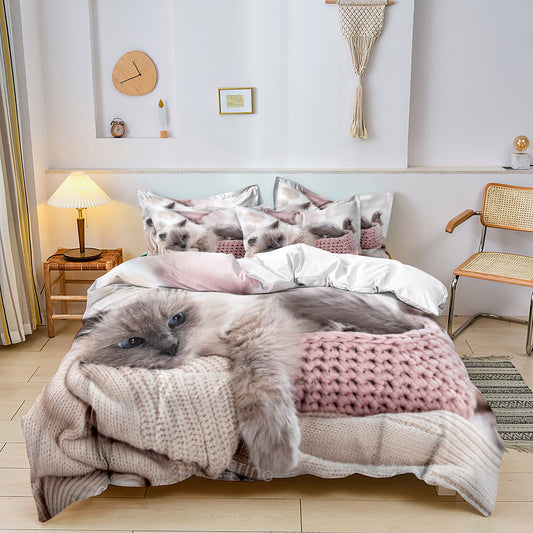 Luxe Layer - 3-delige set Dekbedovertrek 'Cat Lover' Quilt Duvet Cover kussensloop