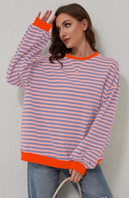 Anaia - Oversized gestreepte trui met geribde boorden