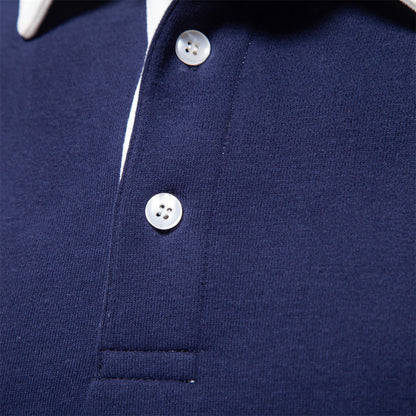 Pierre - Lange mouwen poloshirt met contrasterende kraag