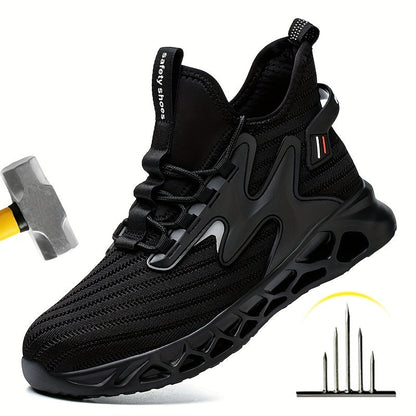 SafeSneakers Black High - Half hoog Anti-Slip Veiligheidsschoen sportschoen werkschoen kunstof stalen neus