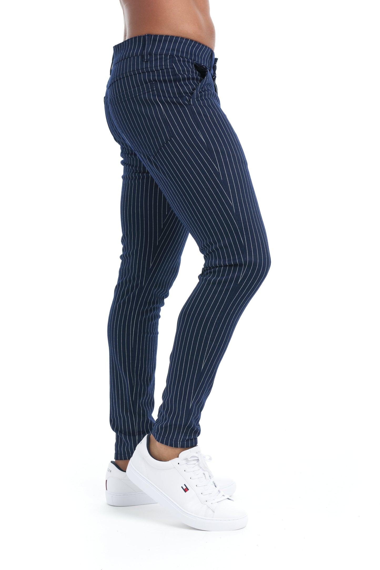 Deonte - Krijtstreep slim-fit broek