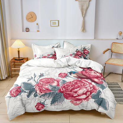 Luxe Layers - Bloemen Vogel Zachte Doona Dekbedovertrek Beddengoed Set