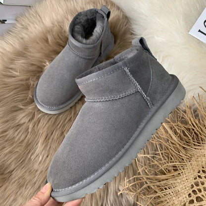 Gevoerde suede enkellaarsjes winter schoenen dames