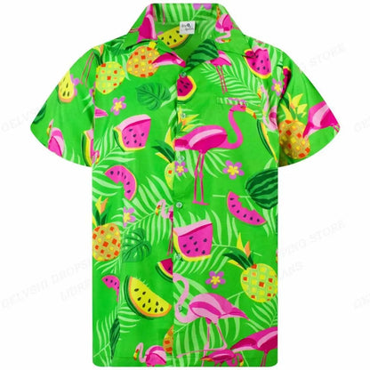 Nico - Hawaii Overhemd met 3D Flamingo Print