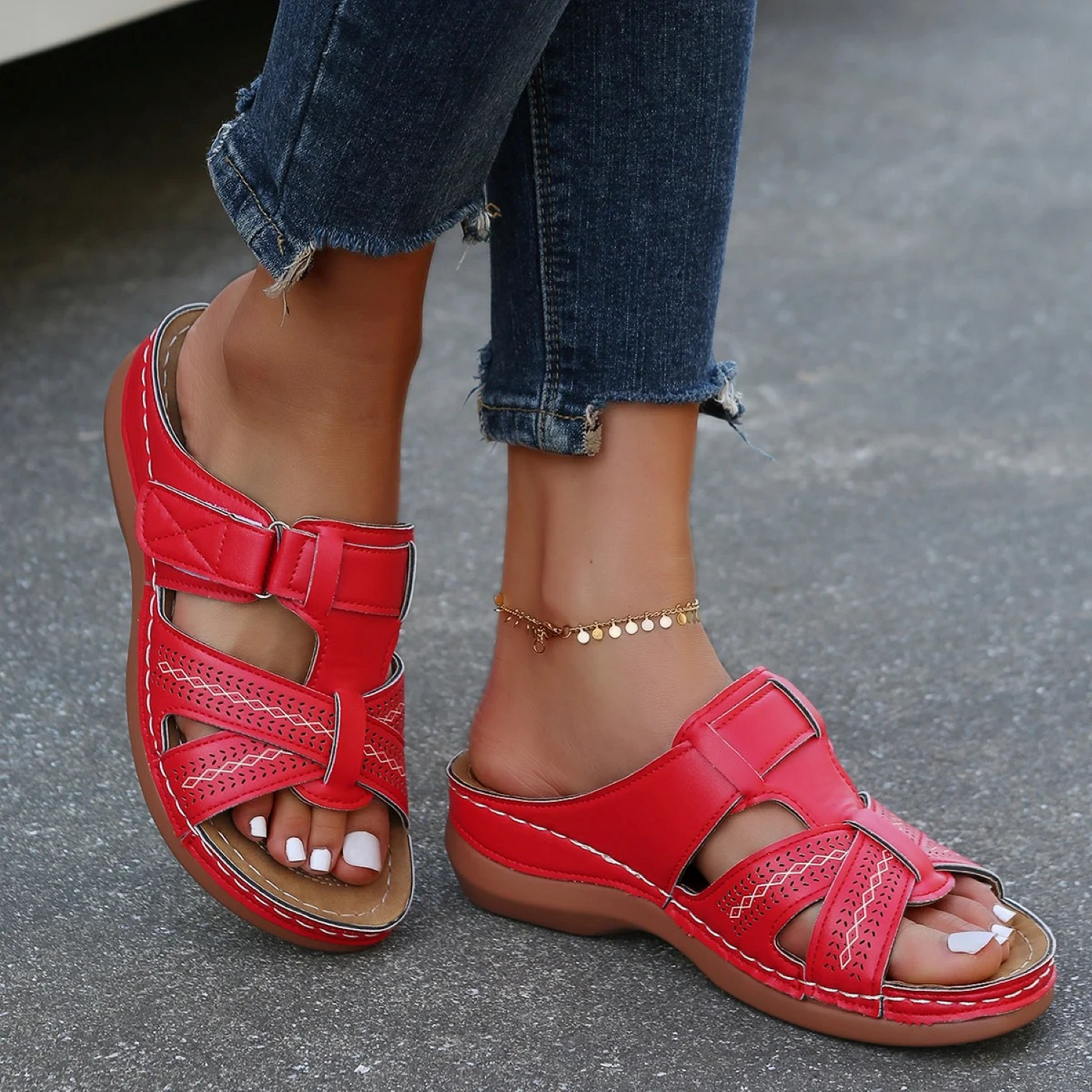 Summer Breeze - Orthopedische leren dames sandalen met open teen