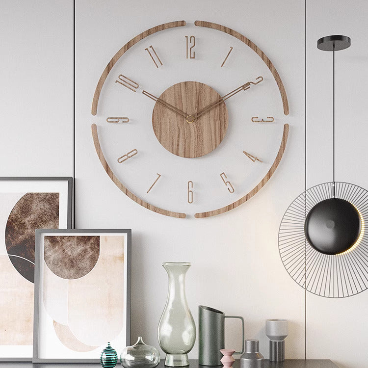 Moderne minimalistische wandklok met houten frame