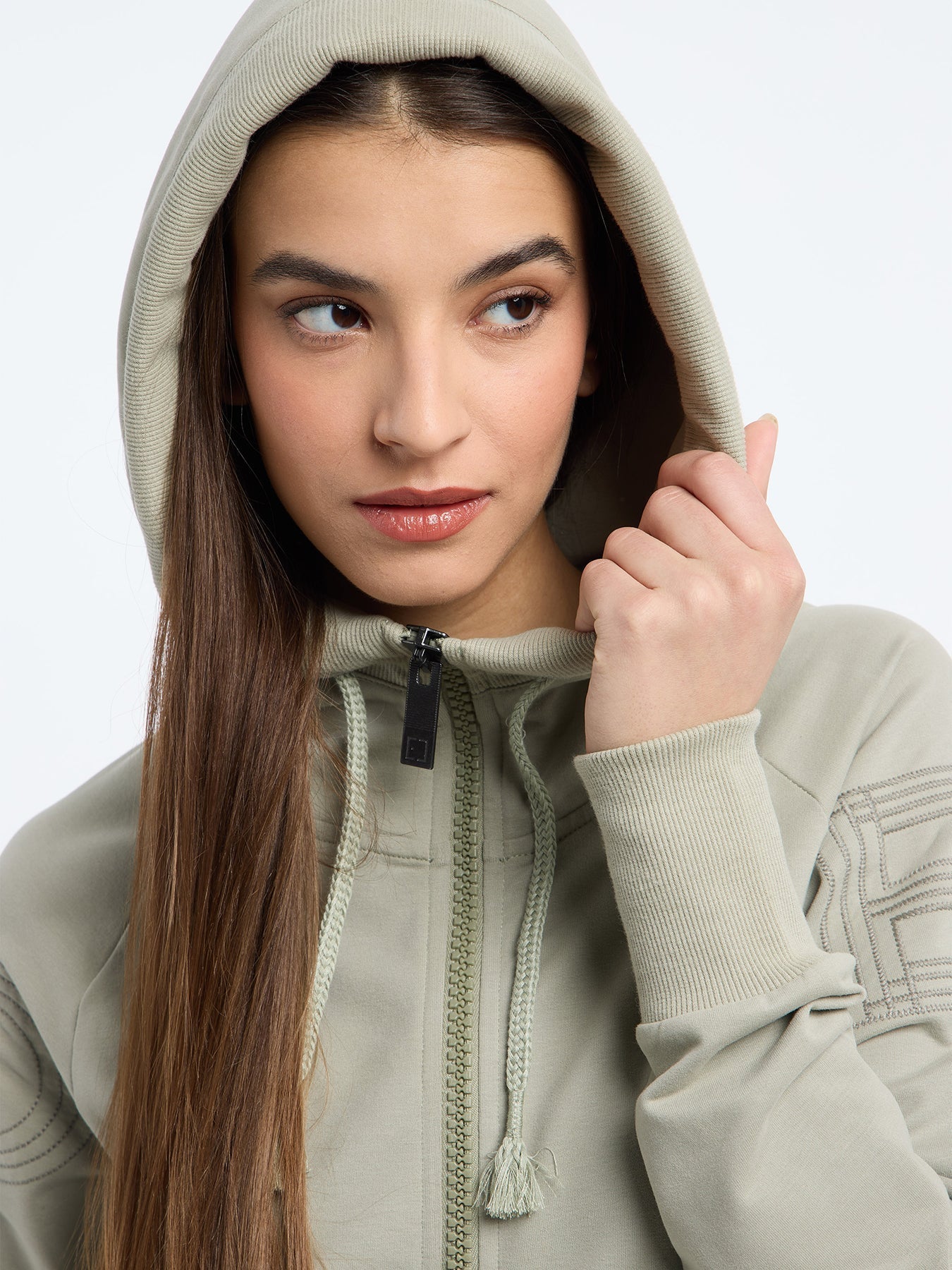 Flyn - Hoodie met ritssluiting, hoge kraag en voorzakken