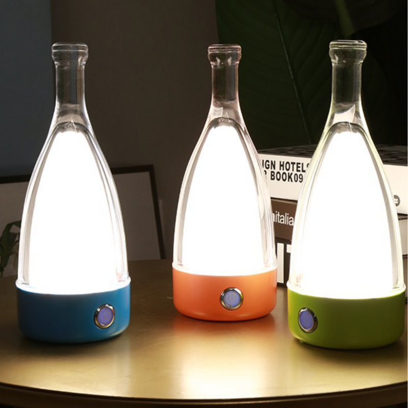 Unieke design glazen fles tafellamp LED dimbaar