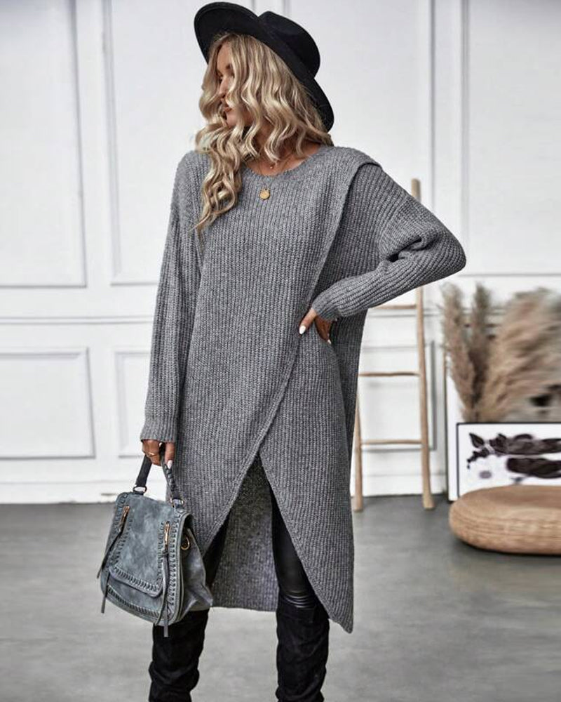 Olga - Oversized Effen Sweaterjurk