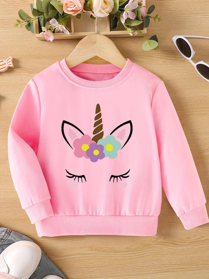 Meisjes sweatshirt met eenhoornprint en ronde hals - Halina