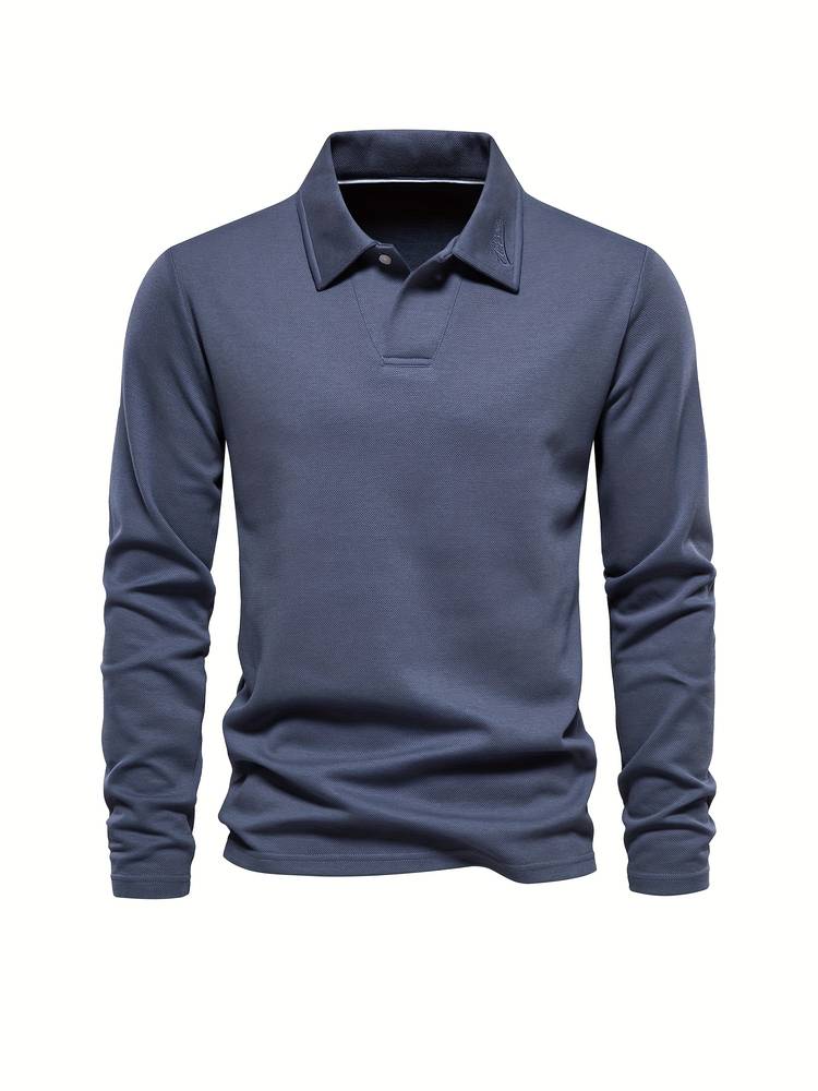 Mies - Lange mouwen poloshirt met klassieke kraag