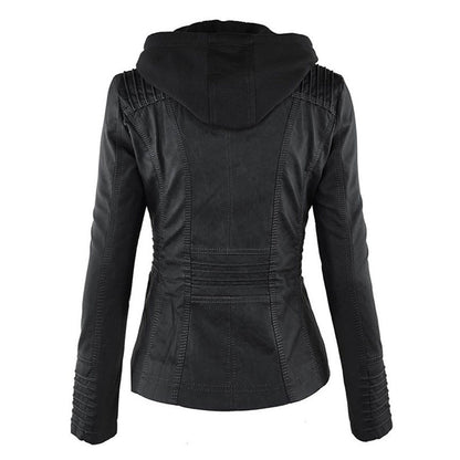 Leigh - Lederen hoodie jas dames