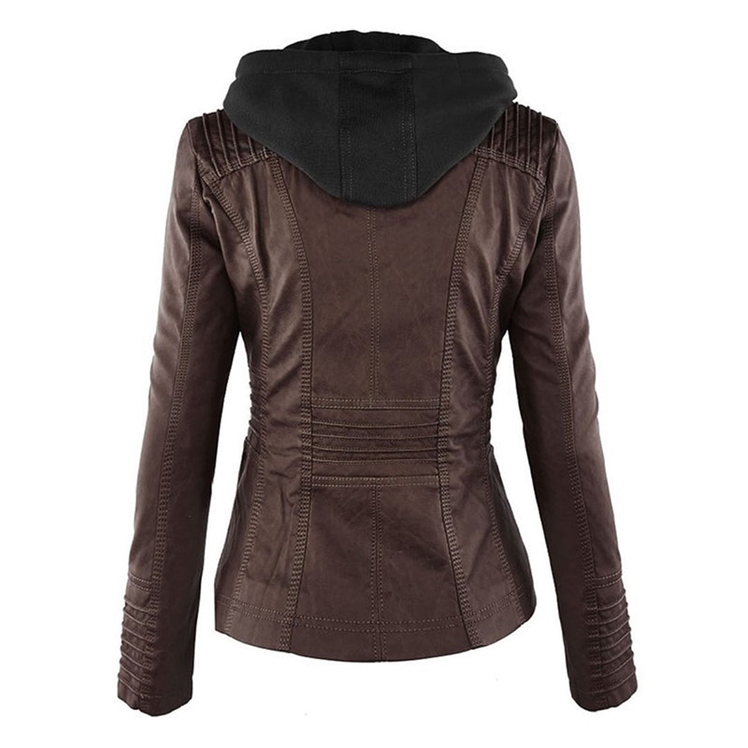 Leigh - Lederen hoodie jas dames