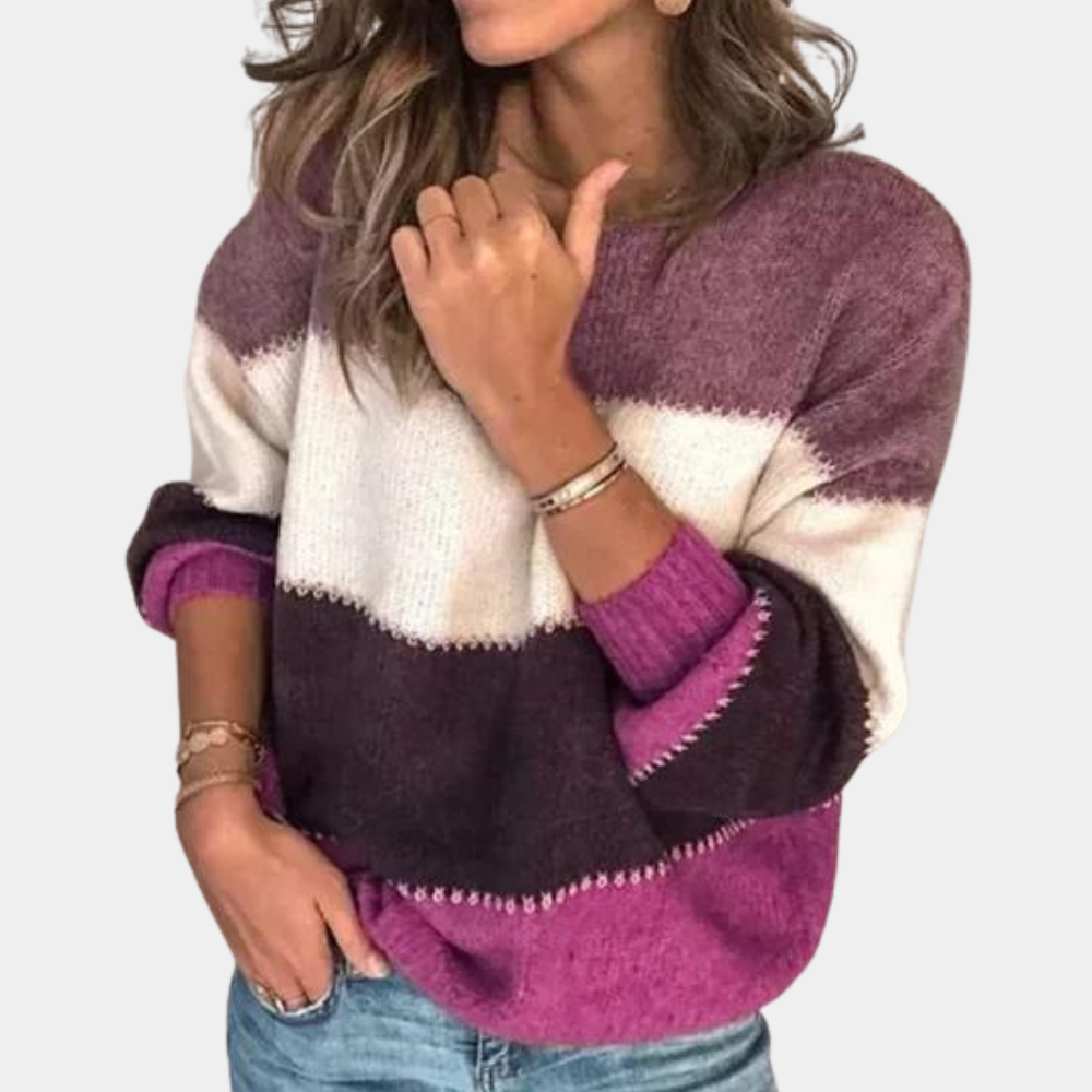 Pixie - Knusse, losvallende sweater met kleurblokken