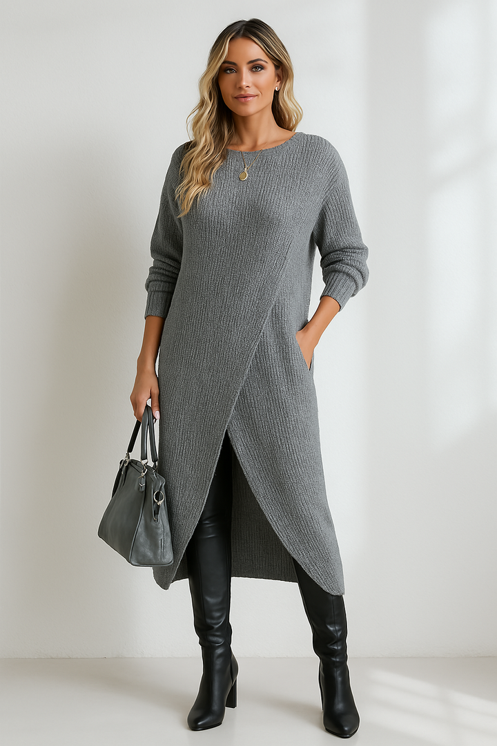 Despina - Asymmetrische wikkeltrui jurk