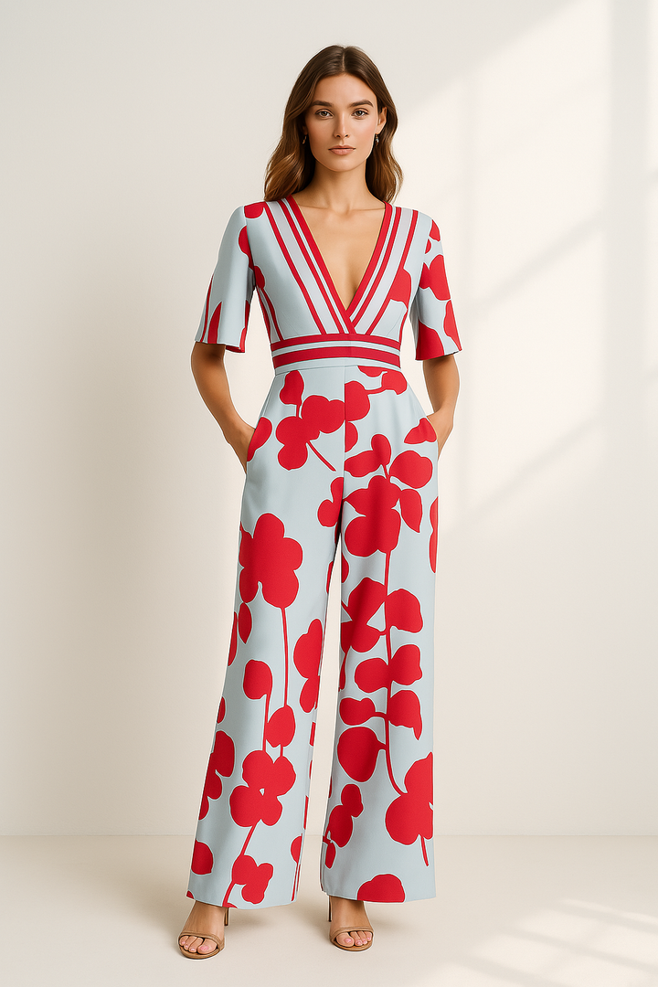Floral Elegance Wide-Leg Jumpsuit