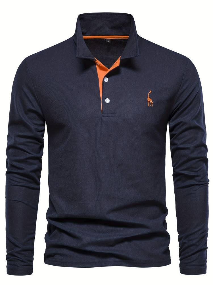 Fredrick - Lange mouwen poloshirt met contrasterende afwerking