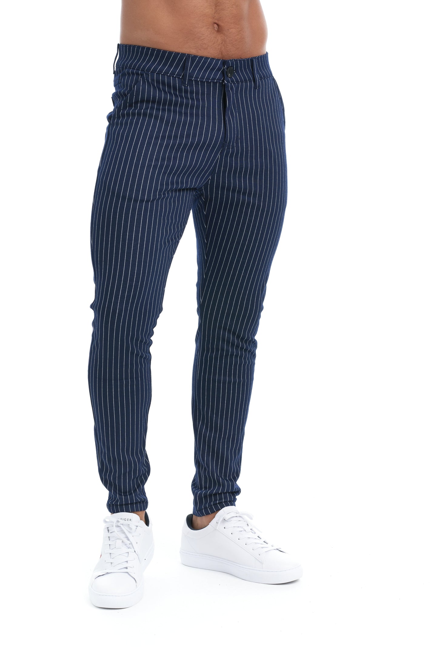 Deonte - Krijtstreep slim-fit broek