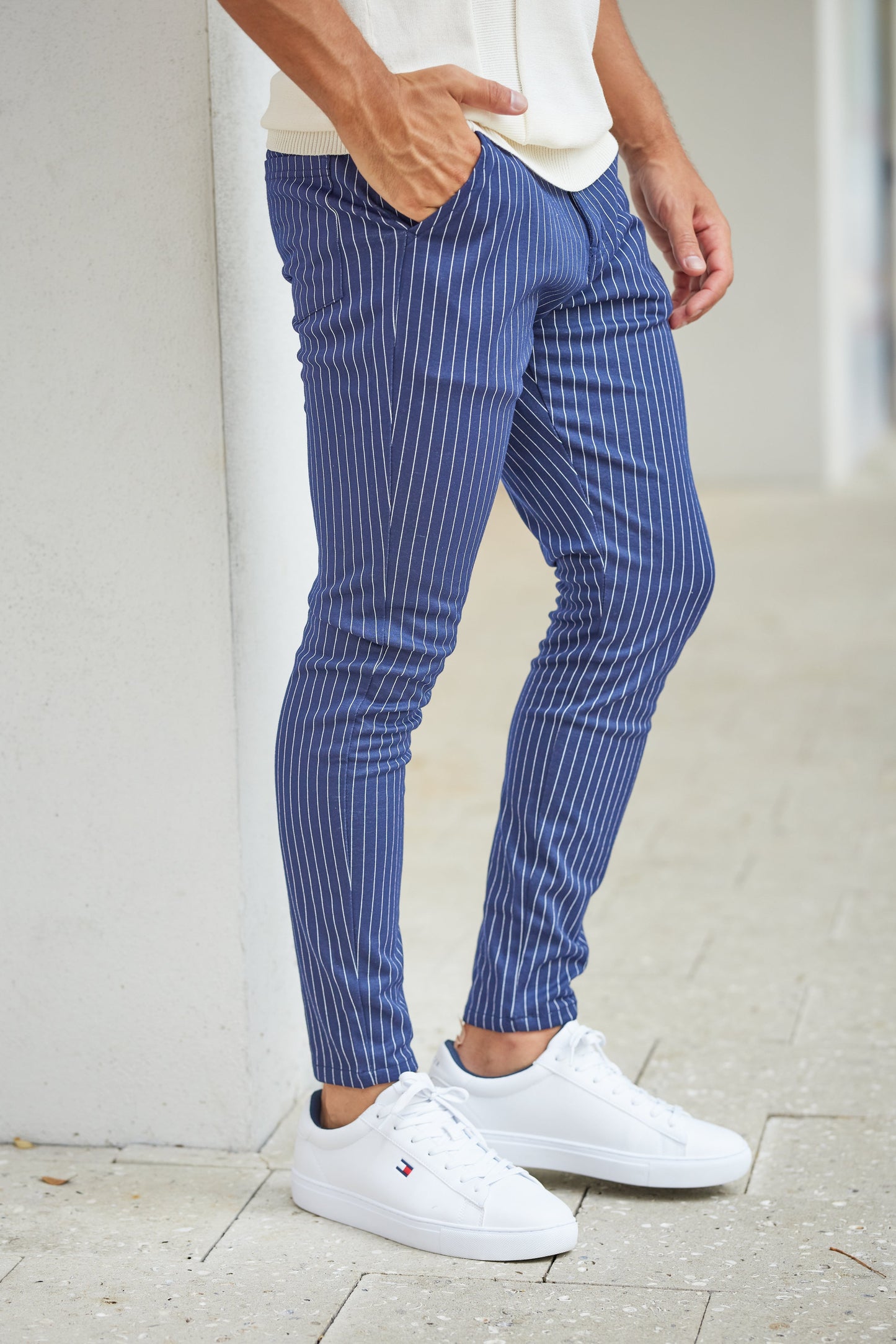 Deonte - Krijtstreep slim-fit broek