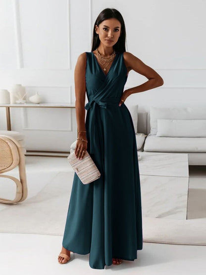 Yasmina - Wrap sleeveless maxi dress with v-neck