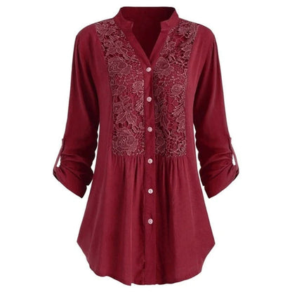 Blossom & Lace - Lange blouse met pofmouwen voor dames