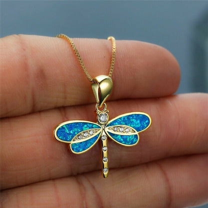 Libelle Dragonfly | halsketting dames goud opaal