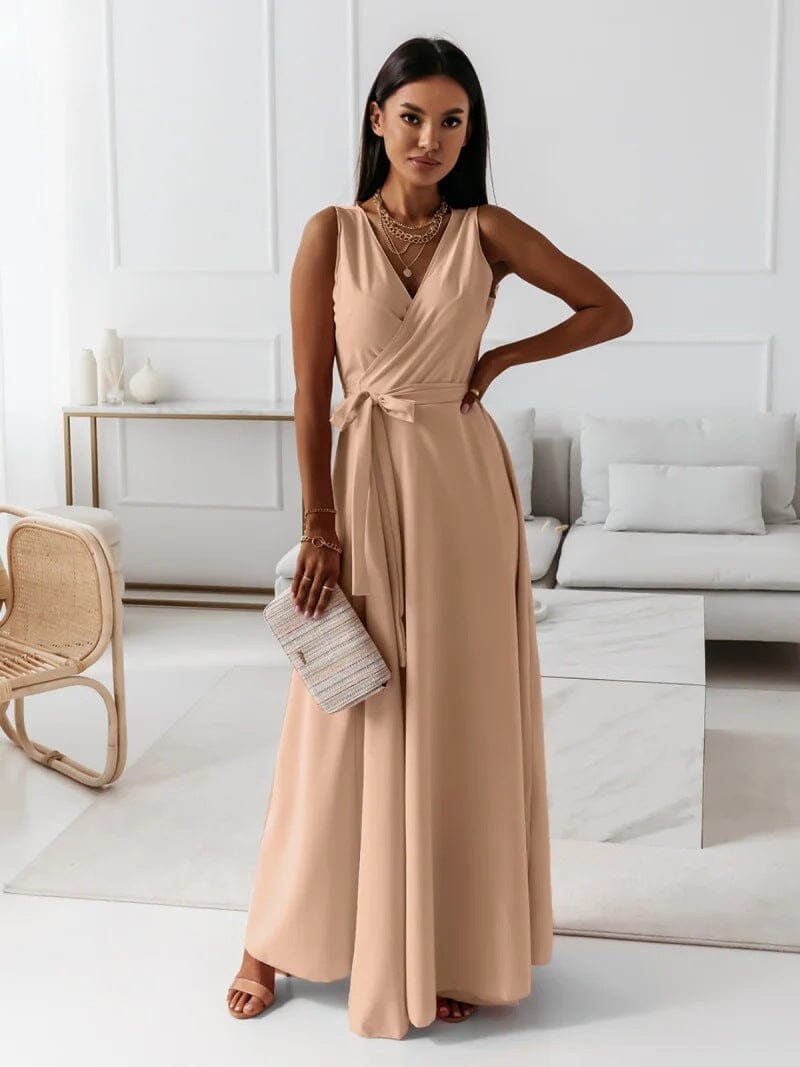 Yasmina - Wrap sleeveless maxi dress with v-neck