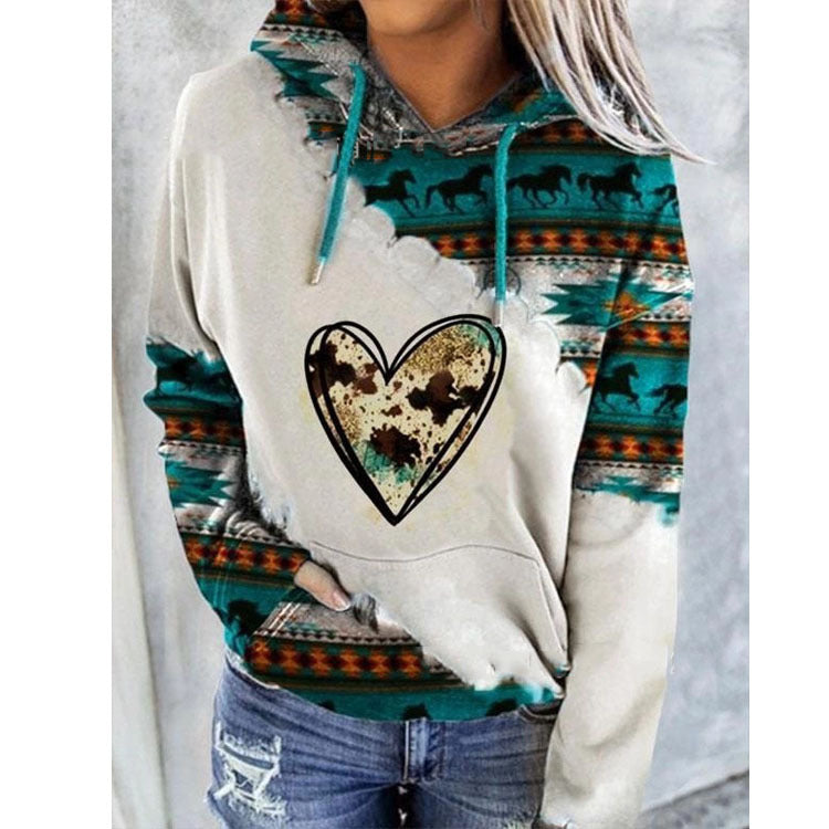 Sonya - Aztec print hoodie met trekkoord