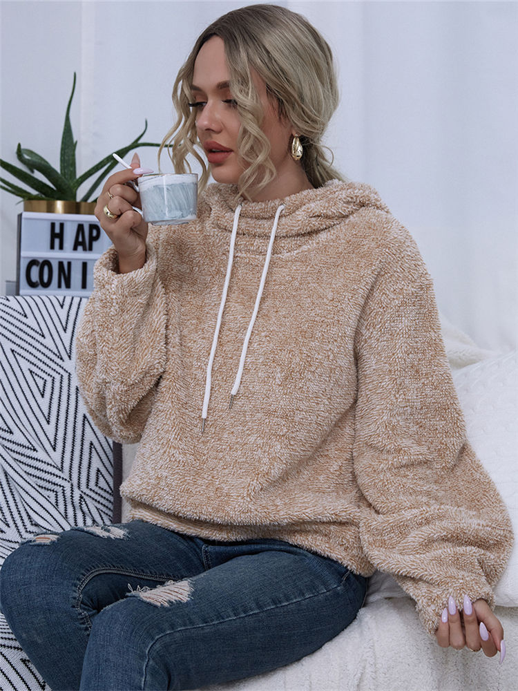 Lounge fleece zachte knuffelige sweater trui capuchon