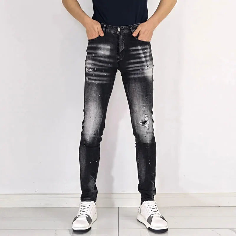 Bewerkte Skinny Fit Denim Jeans voor Mannen - Oleg