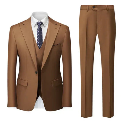 Heren 3-Delige Set met Blazer, Vest en Broek