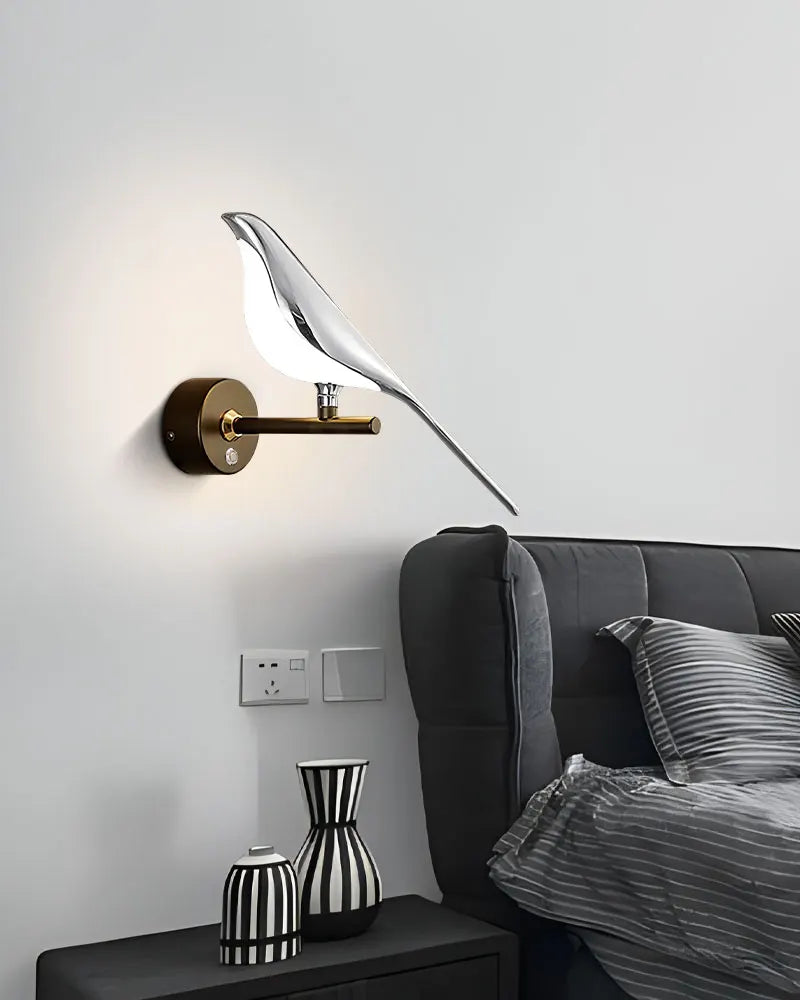 Chrome Raven - Chique design chrome LED wandlamp zilver goud