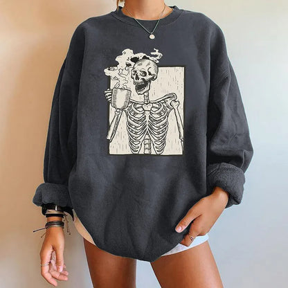 Evianna - Oversized sweatshirt met skeletopdruk