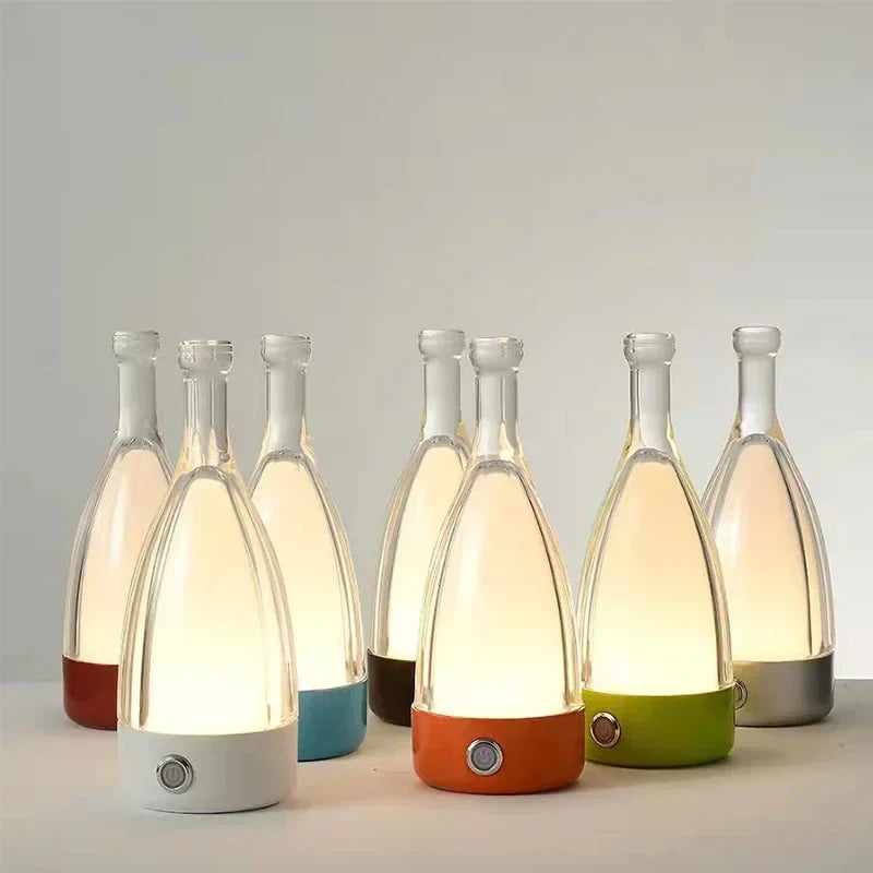 Unieke design glazen fles tafellamp LED dimbaar