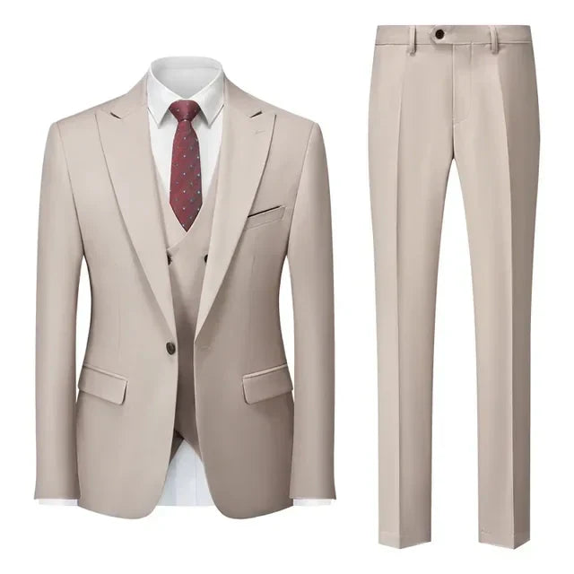 Heren 3-Delige Set met Blazer, Vest en Broek