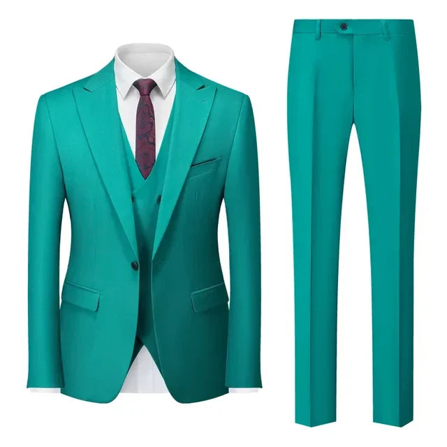 Heren 3-Delige Set met Blazer, Vest en Broek