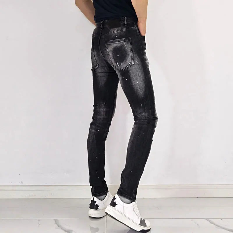 Bewerkte Skinny Fit Denim Jeans voor Mannen - Oleg