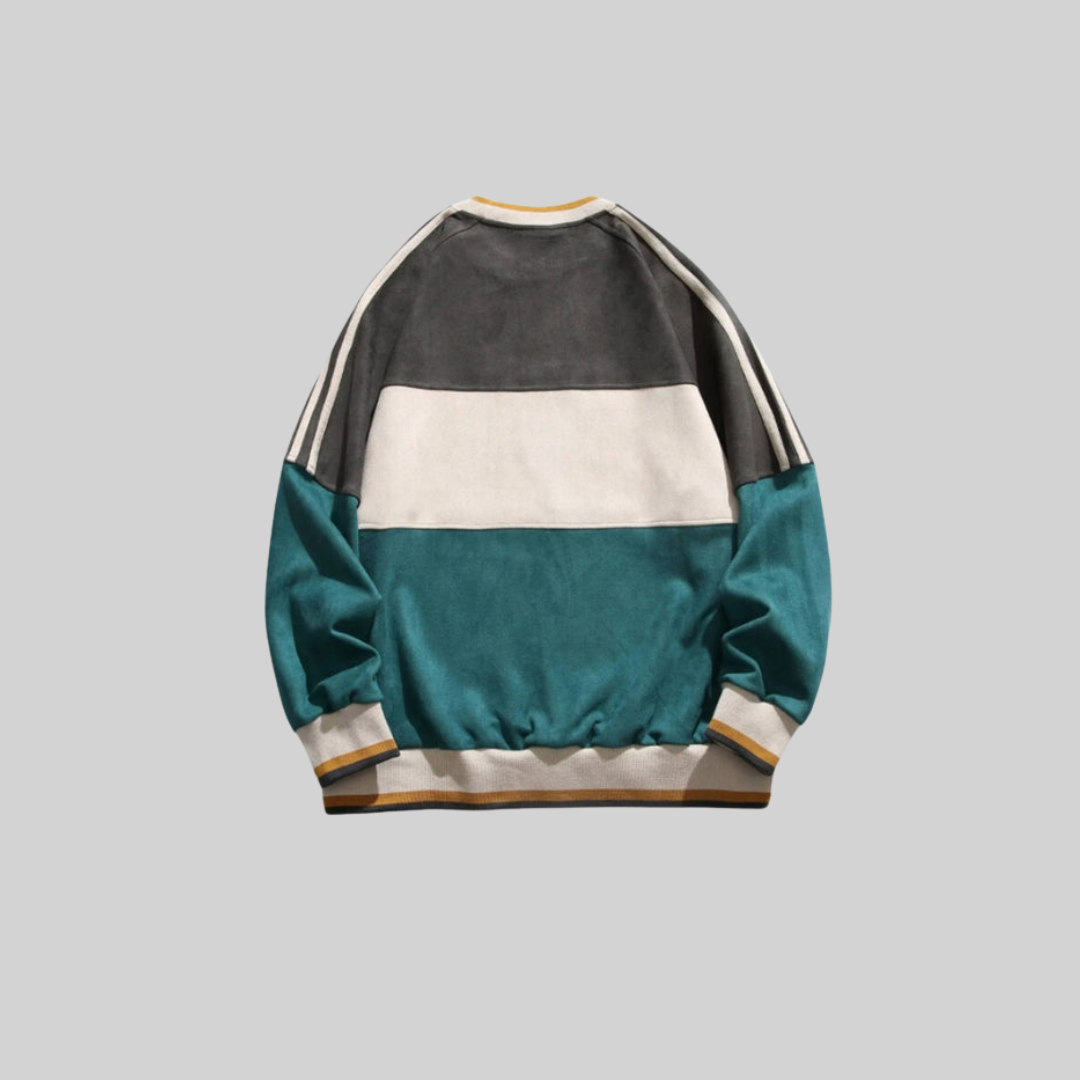 Delta - Color-block sweatshirt met ronde hals en gestreepte mouwen