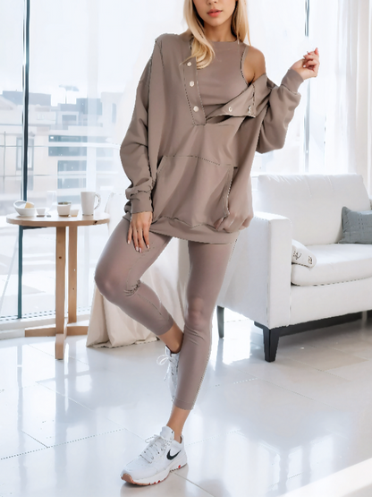 LoungeFit - Modern gestijlde 3-delige lounge set sportief dames