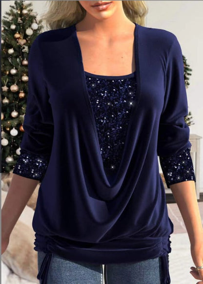 Carrie - Elegante Blouse met Gedrapeerde Halslijn en Relaxte Pasvorm