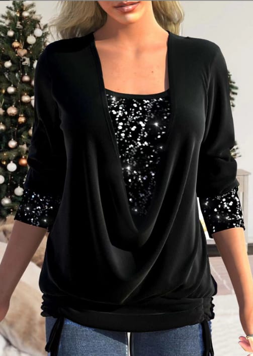 Carrie - Elegante Blouse met Gedrapeerde Halslijn en Relaxte Pasvorm