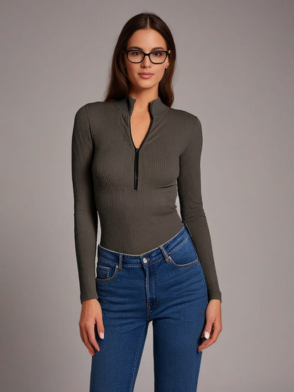 Jena - Bodysuit met ritssluiting en lange mouwen