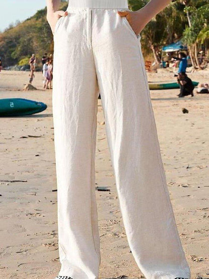 Arianne - Linnen Strandbroek met Wijde Pijpen