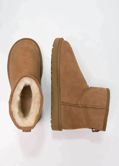 Gevoerde suede enkellaarsjes winter schoenen dames