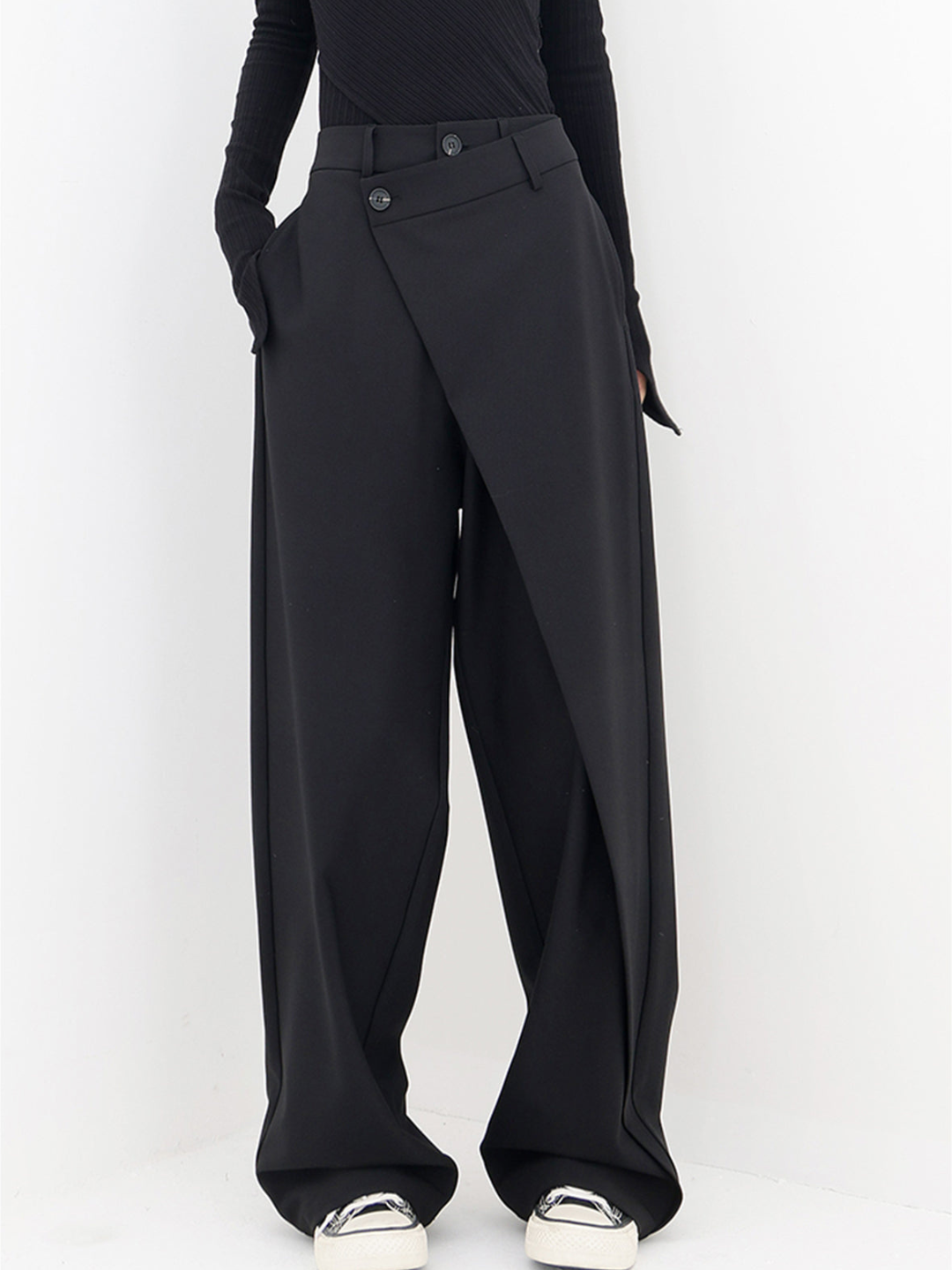 Avant Garde - Asymmetrische hoge taille pantalon unieke drapering