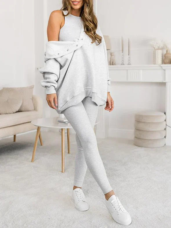 LoungeFit - Modern gestijlde 3-delige lounge set sportief dames