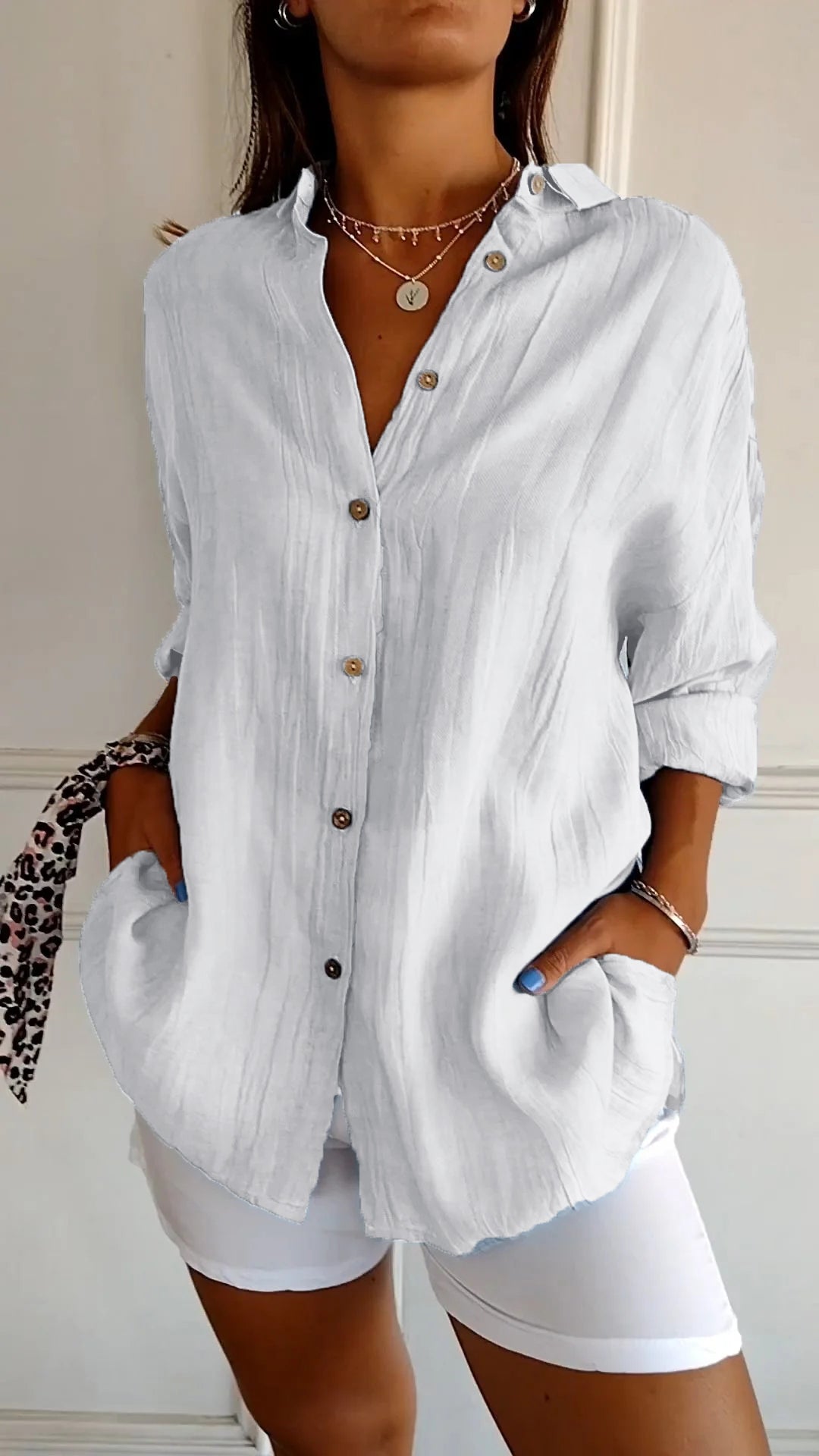 Shiela - Lange Mouw Blouse Met Knoopsluiting En Een Relaxte Pasvorm